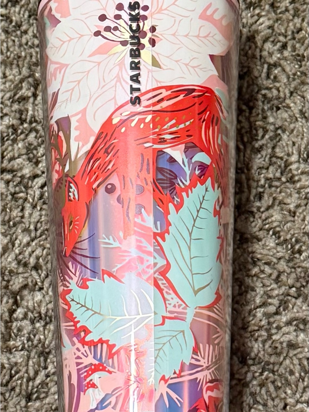 Starbucks Iridescent Fox Tumbler - Coral Red & Mint
